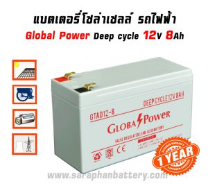 แบตเตอรี่โซล่าเซลล์ 8แอมป์ Global Power GTAD12-8