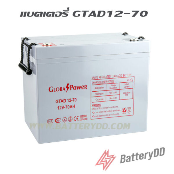 แบตเตอรี่โซล่าเซลล์ 70แอมป์ GLOBAL POWER GTAD12-70 12V 70AH