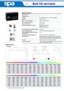 แบตเตอรี่ SPA SL6-12 (6V 12AH)