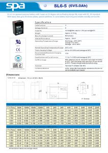แบตเตอรี่ SPA SL 6V 5Ah SL6-5 แบตเตอรี่ups สำรองไฟ