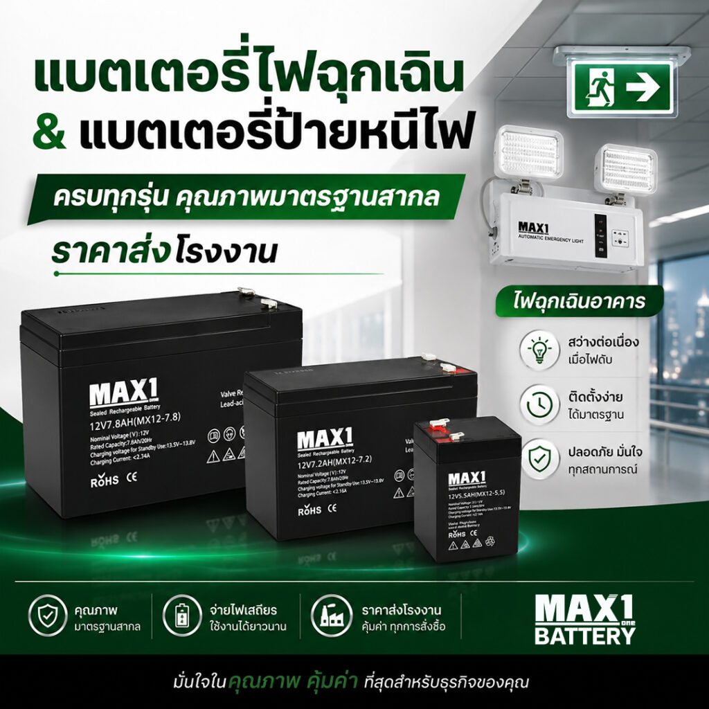 ศูนย์รวมแบตเตอรี่ไฟฉุกเฉิน และแบตเตอรี่ป้ายหนีไฟ ราคาส่ง จัดส่งทั่วประเทศ