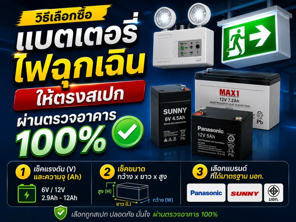วิธีเลือกซื้อ "แบตเตอรี่ไฟฉุกเฉิน" ให้ตรงสเปก ผ่านตรวจอาคาร 100%
