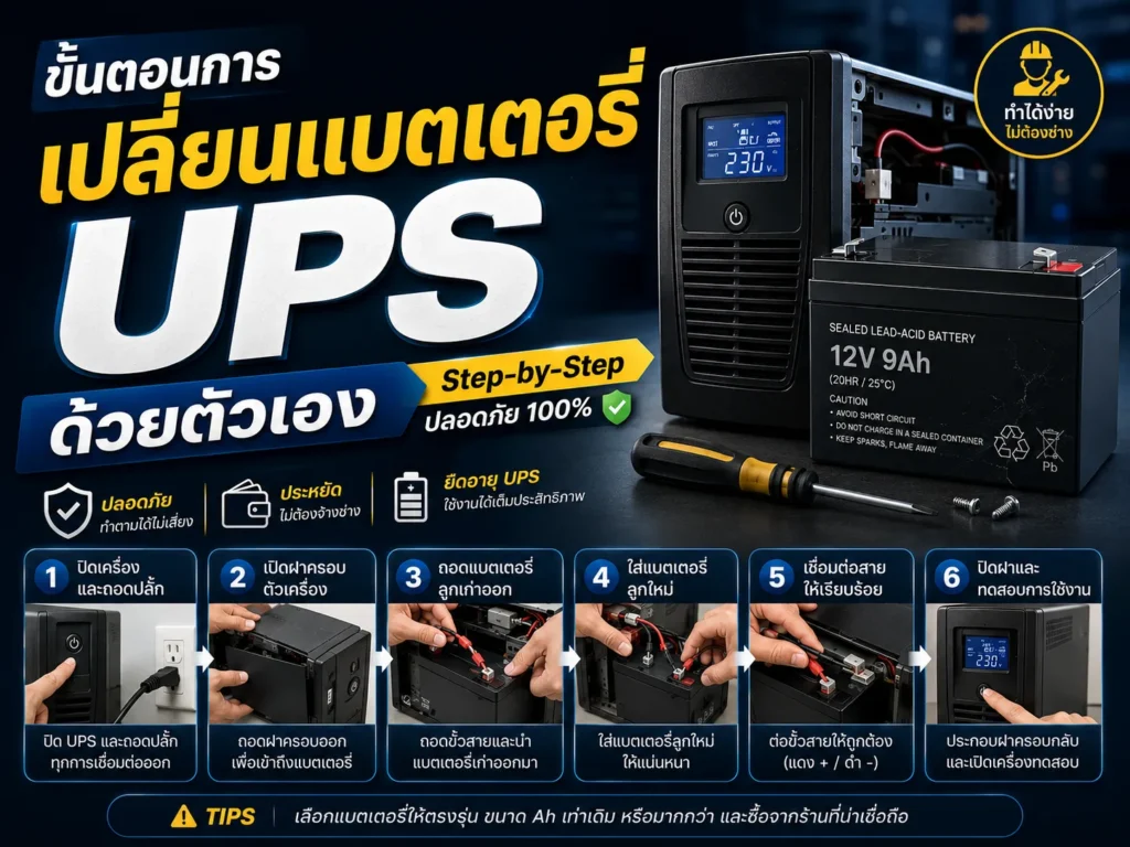 วิธีเลือกขนาดกำลังไฟและแอมป์ (Ah) แบตเตอรี่ UPS ให้ตรงรุ่น