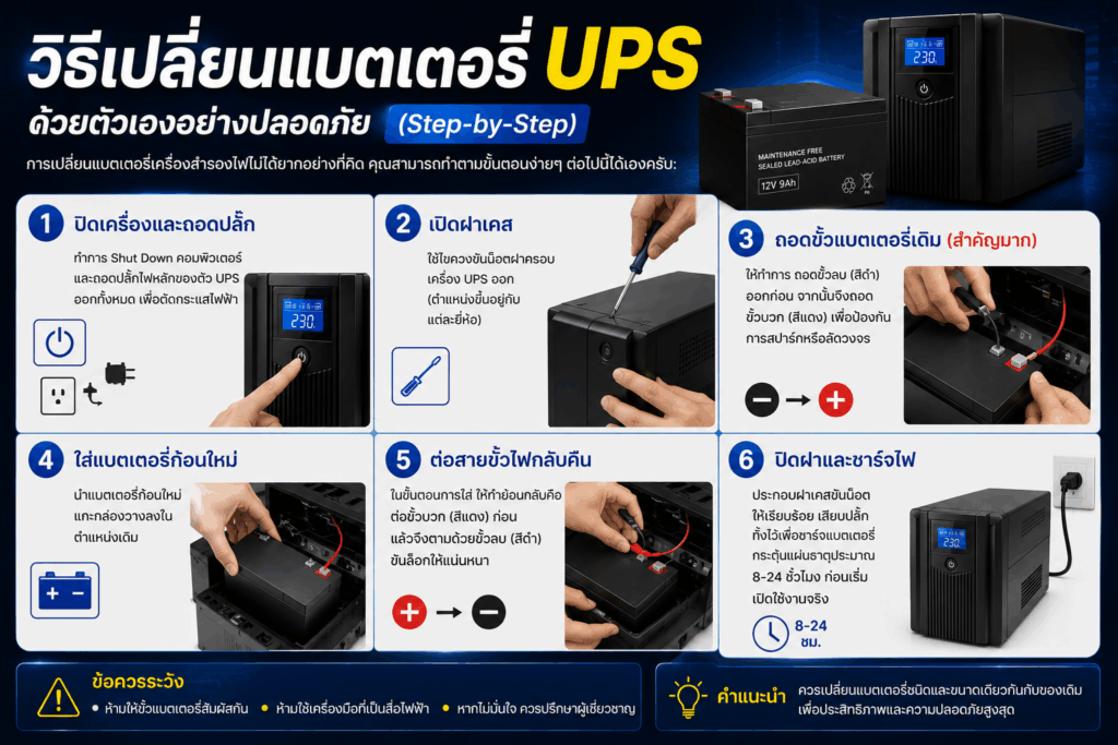 วิธีเปลี่ยนแบตเตอรี่-ups-ด้วยตัวเองอย่างปลอดภัย